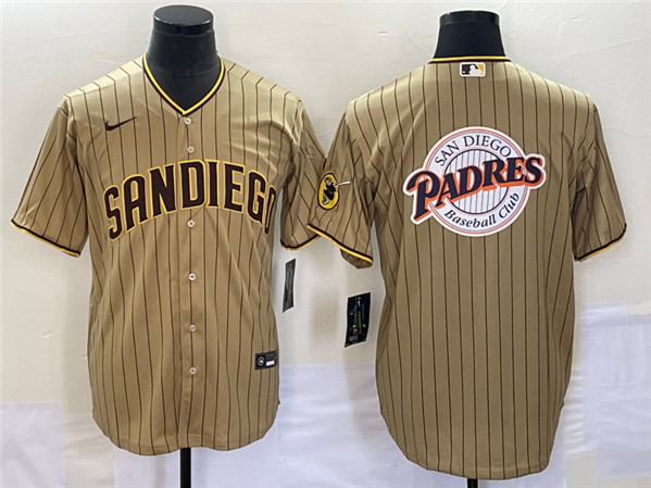 Men's San Diego Padres Tan Team Big Logo Cool Base Stitched Baseball Jersey